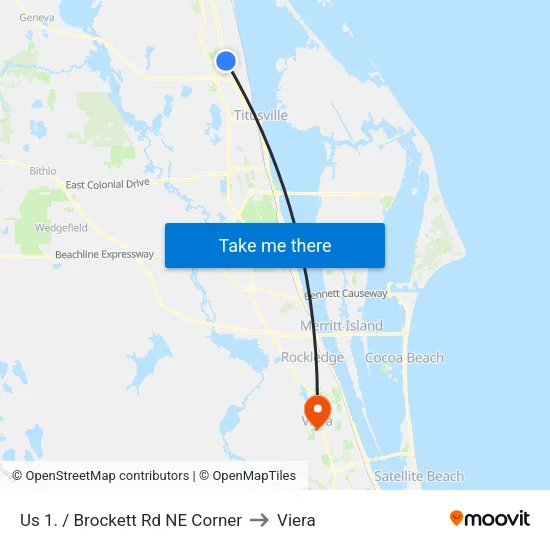 Us 1. / Brockett Rd NE Corner to Viera map
