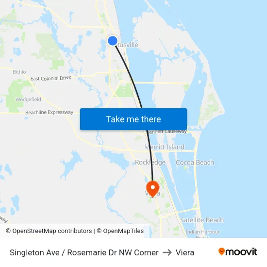 Singleton Ave / Rosemarie Dr NW Corner to Viera map