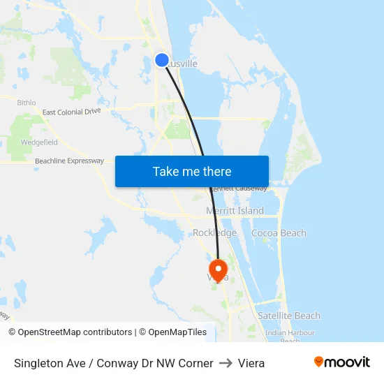 Singleton Ave / Conway Dr NW Corner to Viera map