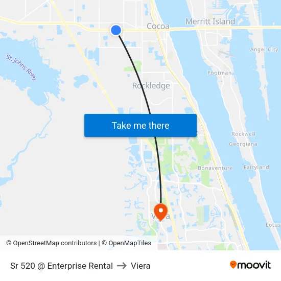 Sr 520 @ Enterprise Rental to Viera map