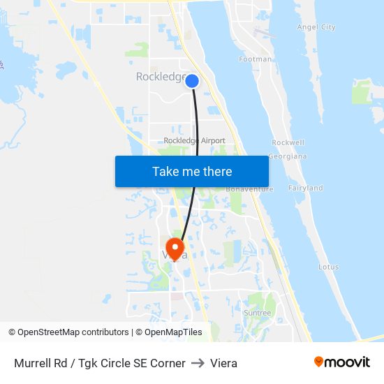 Murrell Rd / Tgk Circle SE Corner to Viera map