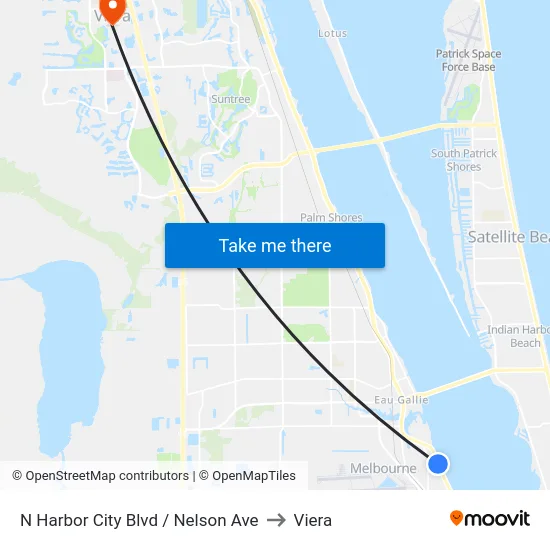 N Harbor City Blvd / Nelson Ave to Viera map