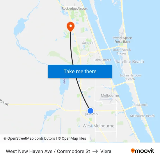 West New Haven Ave / Commodore St to Viera map