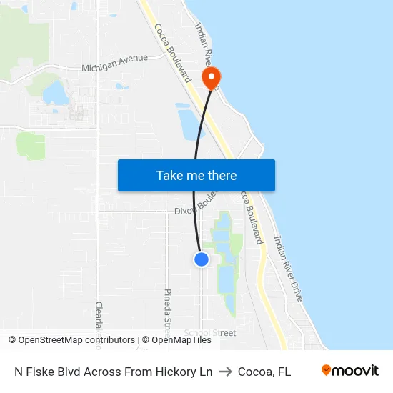 N Fiske Blvd Across From Hickory Ln to Cocoa, FL map