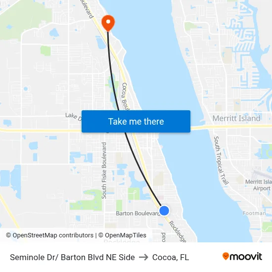 Seminole Dr/ Barton Blvd NE Side to Cocoa, FL map