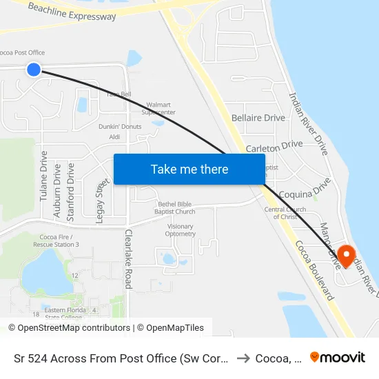 Sr 524 Across From Post Office (Sw Corner) to Cocoa, FL map