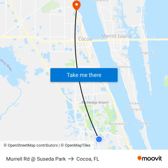 Murrell Rd @ Suseda Park to Cocoa, FL map
