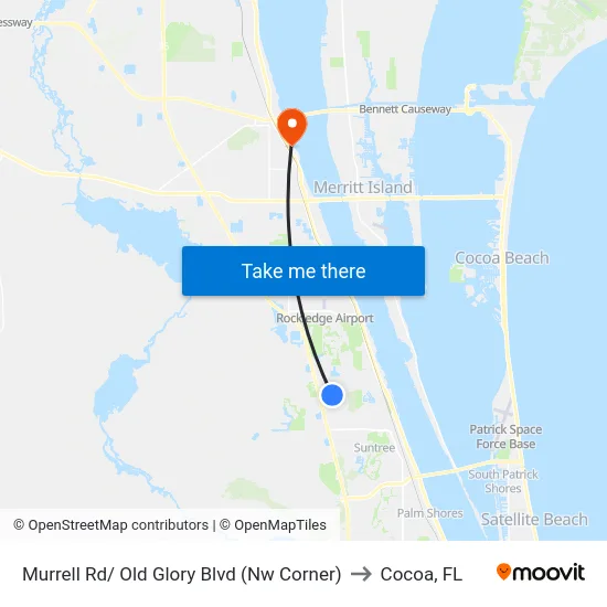 Murrell Rd/ Old Glory Blvd (Nw Corner) to Cocoa, FL map