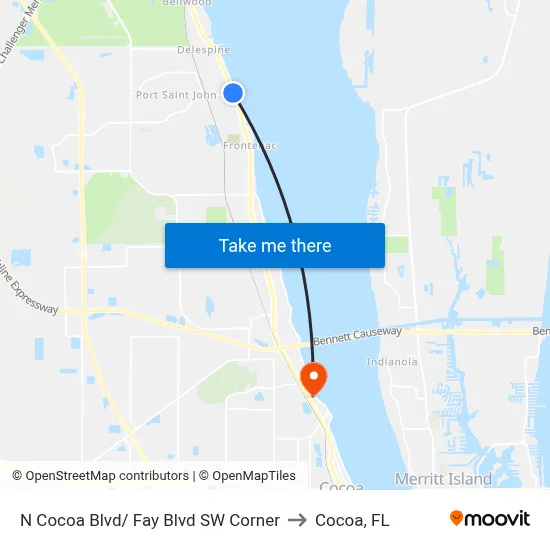 N Cocoa Blvd/ Fay Blvd SW Corner to Cocoa, FL map
