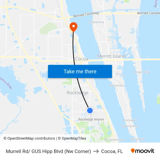 Murrell Rd/ GUS Hipp Blvd (Nw Corner) to Cocoa, FL map