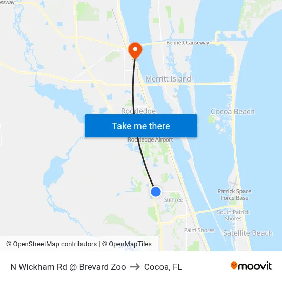 N Wickham Rd @ Brevard Zoo to Cocoa, FL map