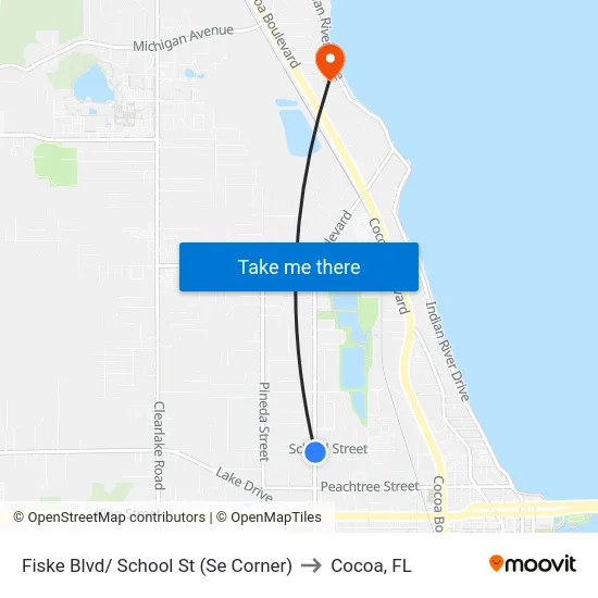 Fiske Blvd/ School St (Se Corner) to Cocoa, FL map
