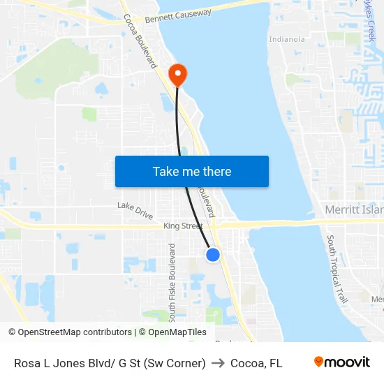 Rosa L Jones Blvd/ G St (Sw Corner) to Cocoa, FL map