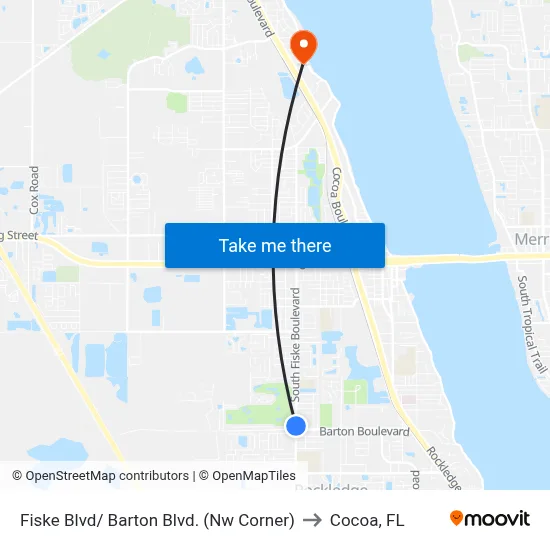 Fiske Blvd/ Barton Blvd. (Nw Corner) to Cocoa, FL map