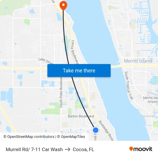 Murrell Rd/ 7-11 Car Wash to Cocoa, FL map