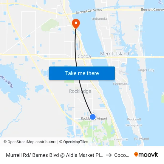 Murrell Rd/ Barnes Blvd @ Aldis Market Place Driveway to Cocoa, FL map