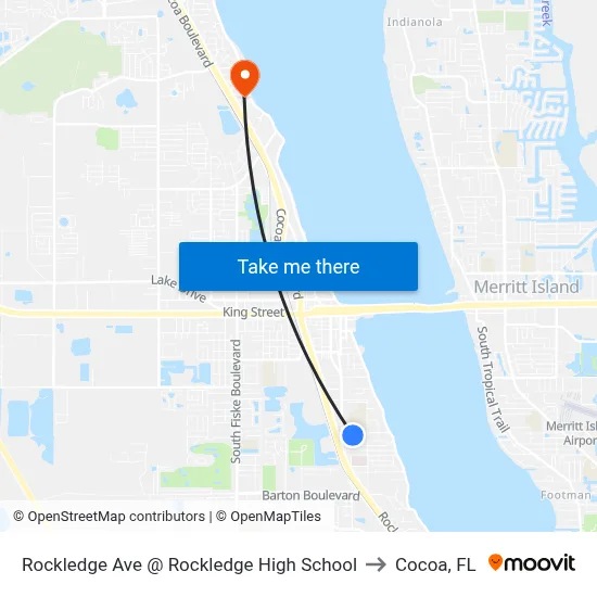 Rockledge Ave @ Rockledge High School to Cocoa, FL map