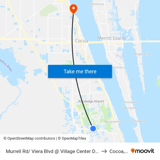 Murrell Rd/ Viera Blvd @ Village Center Driveway to Cocoa, FL map
