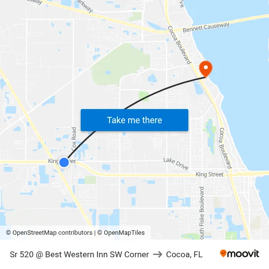 Sr 520 @ Best Western Inn SW Corner to Cocoa, FL map