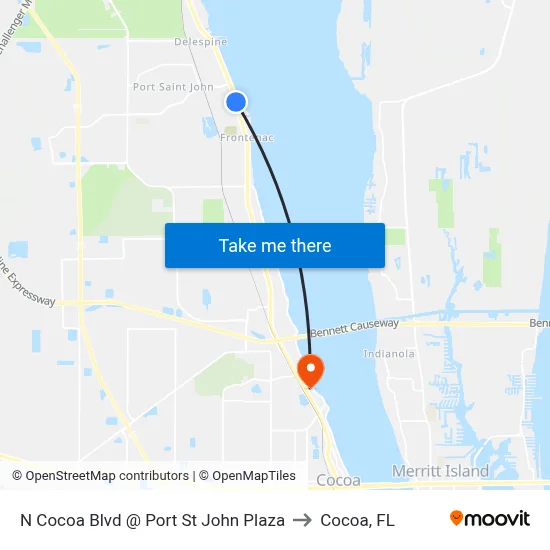 N Cocoa Blvd @ Port St John Plaza to Cocoa, FL map