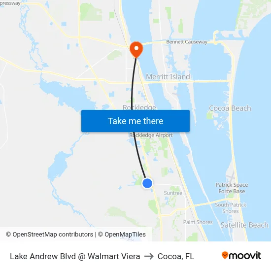 Lake Andrew Blvd @ Walmart Viera to Cocoa, FL map