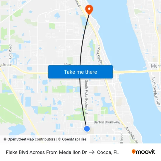 Fiske Blvd Across From Medallion Dr to Cocoa, FL map