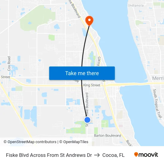 Fiske Blvd Across From St Andrews Dr to Cocoa, FL map