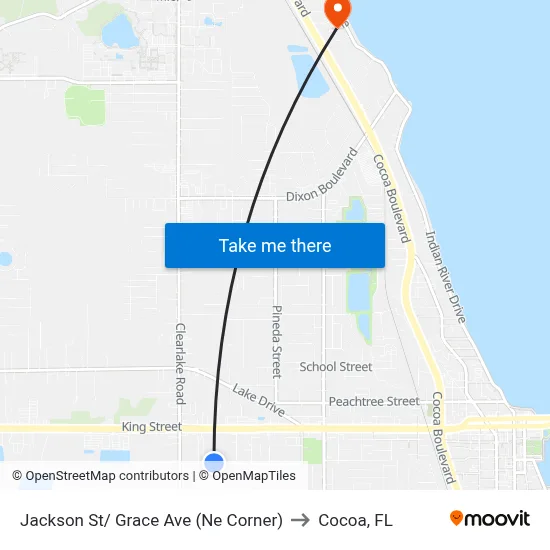 Jackson St/ Grace Ave (Ne Corner) to Cocoa, FL map