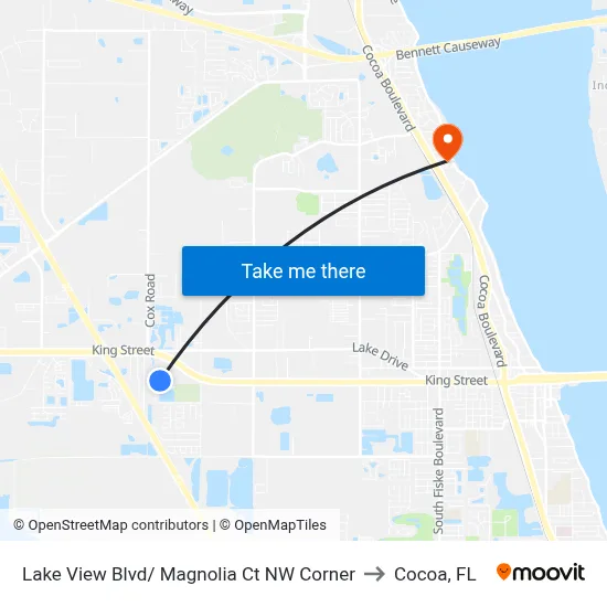 Lake View Blvd/ Magnolia Ct NW Corner to Cocoa, FL map