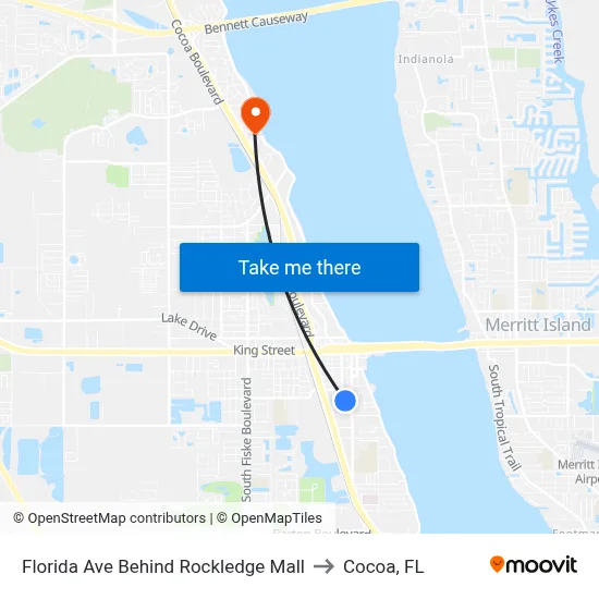 Florida Ave Behind Rockledge Mall to Cocoa, FL map
