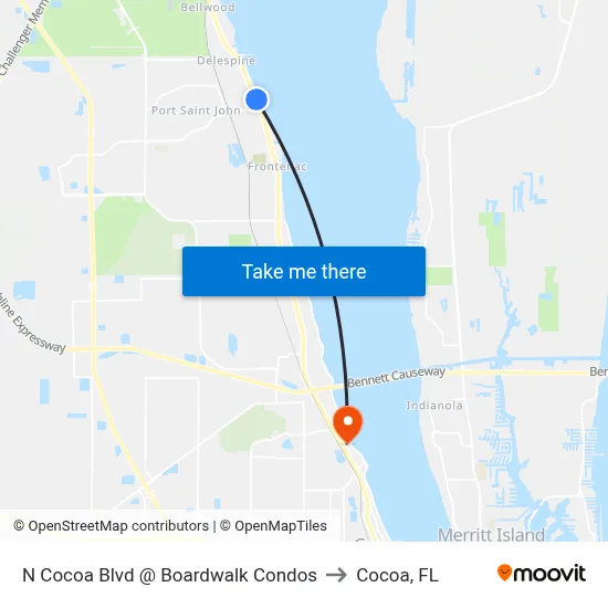 N Cocoa Blvd @ Boardwalk Condos to Cocoa, FL map