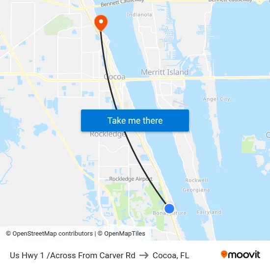 Us Hwy 1 /Across From Carver Rd to Cocoa, FL map