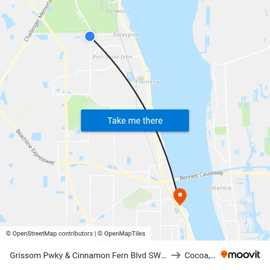 Grissom Pwky & Cinnamon Fern Blvd SW Corner to Cocoa, FL map