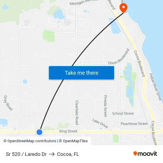Sr 520 / Laredo Dr to Cocoa, FL map
