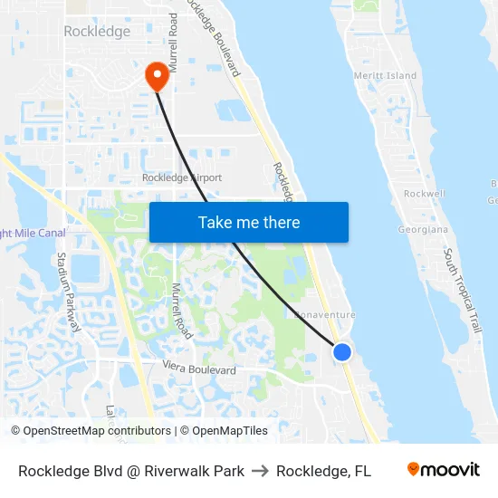 Rockledge Blvd @ Riverwalk Park to Rockledge, FL map