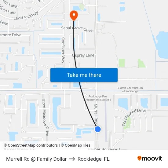 Murrell Rd @ Family Dollar to Rockledge, FL map
