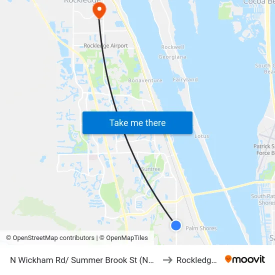 N Wickham Rd/ Summer Brook St (Nw Corner) to Rockledge, FL map