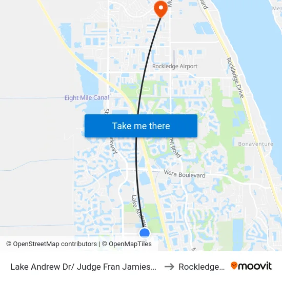Lake Andrew Dr/ Judge Fran Jamieson Way to Rockledge, FL map