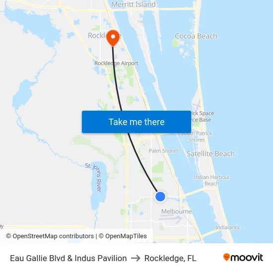 Eau Gallie Blvd & Indus Pavilion to Rockledge, FL map