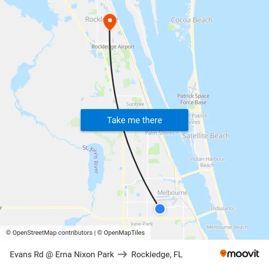 Evans Rd @ Erna Nixon Park to Rockledge, FL map