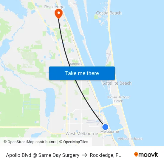 Apollo Blvd @ Same Day Surgery to Rockledge, FL map