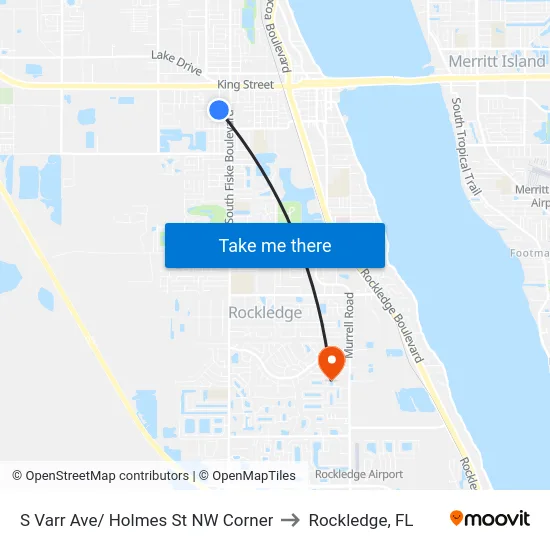 S Varr Ave/ Holmes St NW Corner to Rockledge, FL map