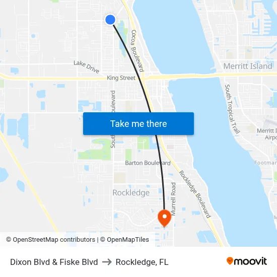 Dixon Blvd & Fiske Blvd to Rockledge, FL map