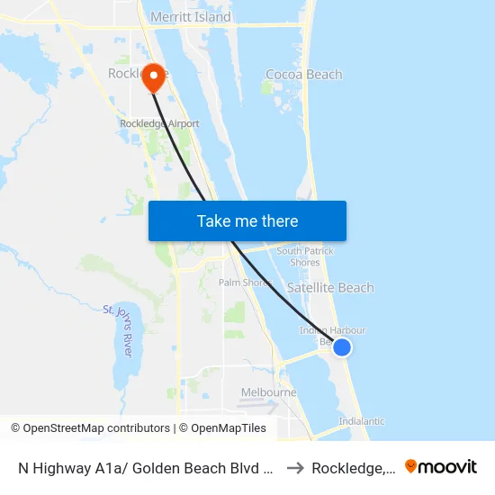 N Highway A1a/ Golden Beach Blvd E Side to Rockledge, FL map