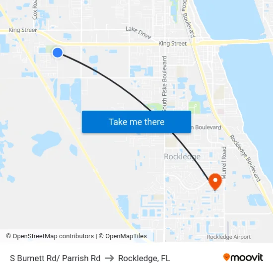 S Burnett Rd/ Parrish Rd to Rockledge, FL map