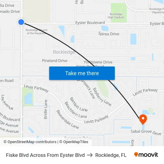 Fiske Blvd Across From Eyster Blvd to Rockledge, FL map