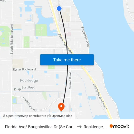 Florida Ave/ Bougainvillea Dr (Se Corner) to Rockledge, FL map