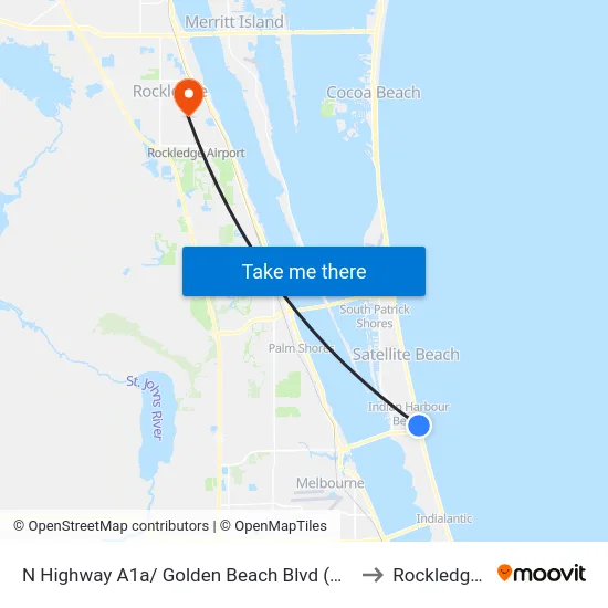 N Highway A1a/ Golden Beach Blvd (Nw Corner) to Rockledge, FL map