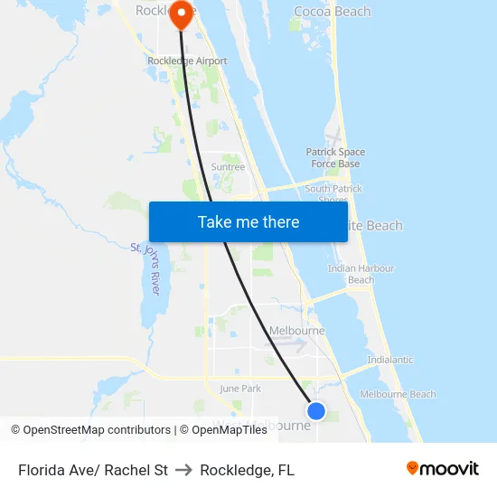 Florida Ave/ Rachel St to Rockledge, FL map