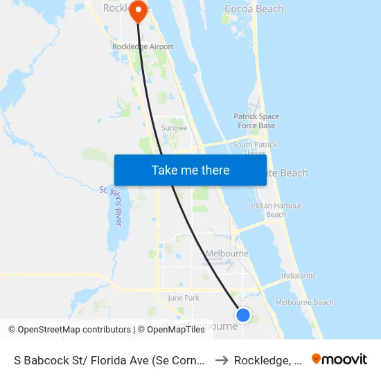 S Babcock St/ Florida Ave (Se Corner) to Rockledge, FL map
